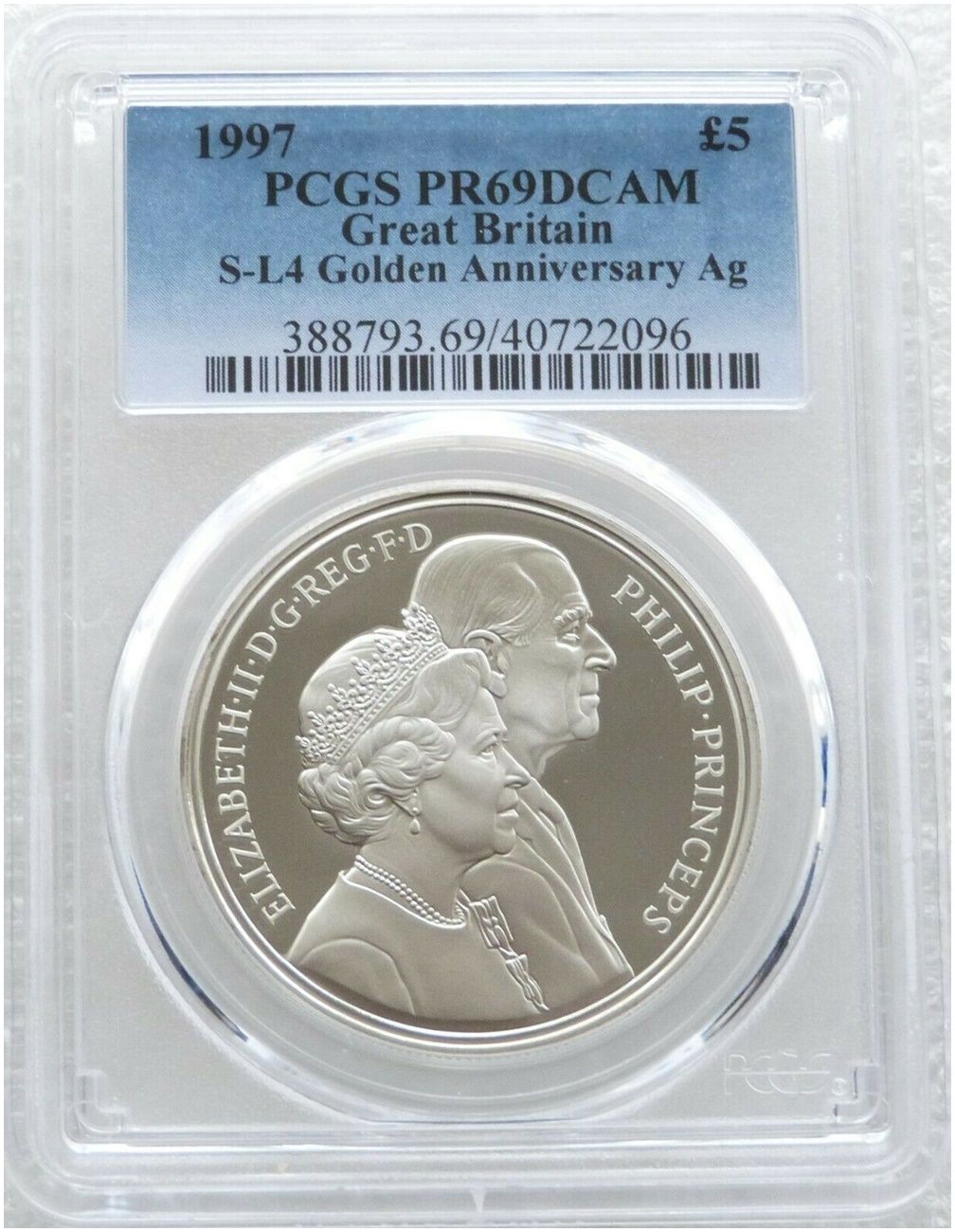 1997 Golden Wedding £5 Silver Proof Coin PCGS PR69 DCAM