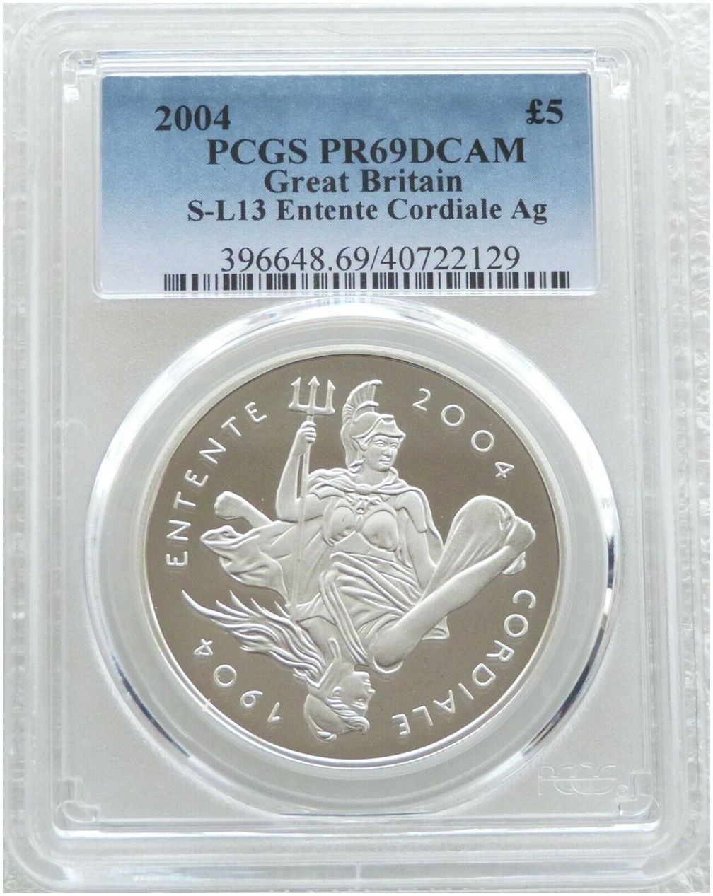 2004 Entente Cordiale £5 Silver Proof Coin PCGS PR69 DCAM 2004 Entente Cordiale £5 Silver Proof Coin PCGS PR69 DCAM