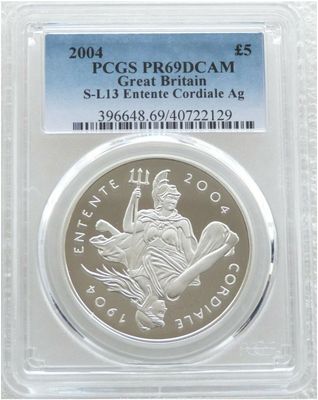 2004 Entente Cordiale £5 Silver Proof Coin PCGS PR69 DCAM 2004 Entente Cordiale £5 Silver Proof Coin PCGS PR69 DCAM