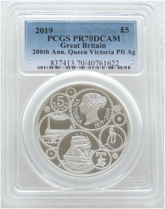 2019 Birth of Queen Victoria Piedfort £5 Silver Proof Coin PCGS PR70 DCAM 2019 Birth of Queen Victoria Piedfort £5 Silver Proof Coin PCGS PR70 DCAM