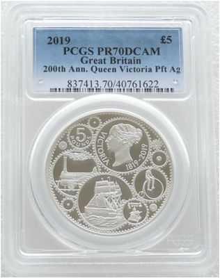 2019 Birth of Queen Victoria Piedfort £5 Silver Proof Coin PCGS PR70 DCAM 2019 Birth of Queen Victoria Piedfort £5 Silver Proof Coin PCGS PR70 DCAM