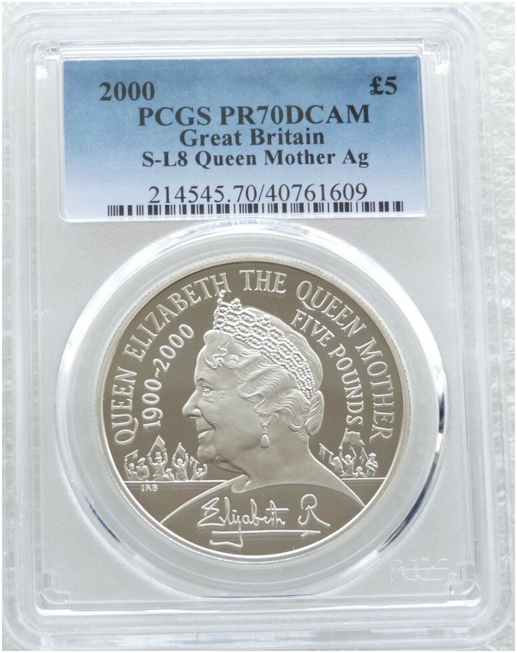 2000 Queen Mother Centenary £5 Silver Proof Coin PCGS PR70 DCAM 2000 Queen Mother Centenary £5 Silver Proof Coin PCGS PR70 DCAM