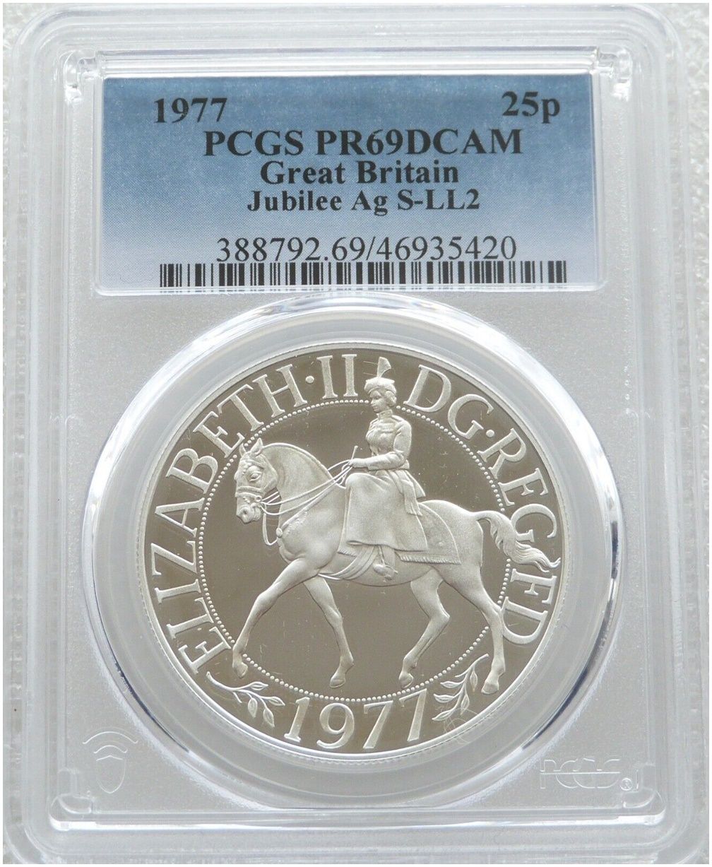 1977 Silver Jubilee 25p Silver Proof Crown Coin PCGS PR69 DCAM 1977 Silver Jubilee 25p Silver Proof Crown Coin PCGS PR69 DCAM