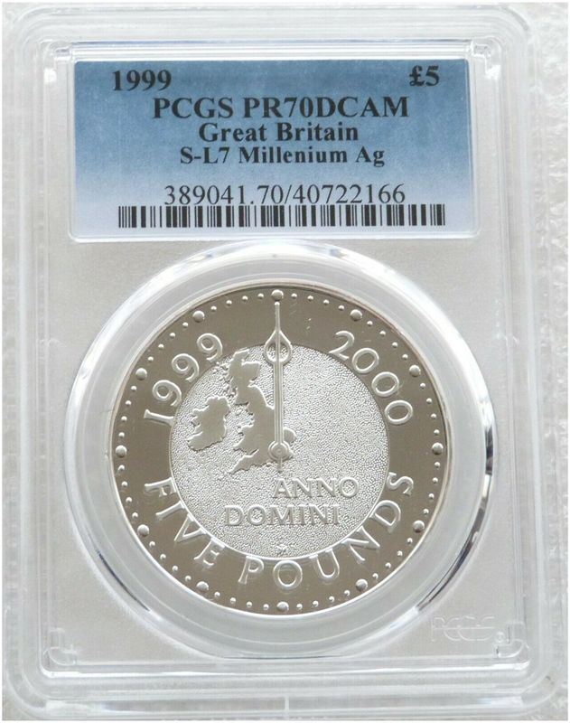 1999 Millennium Anno Domini £5 Silver Proof Coin PCGS PR70 DCAM