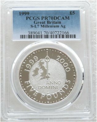 1999 Millennium Anno Domini £5 Silver Proof Coin PCGS PR70 DCAM
