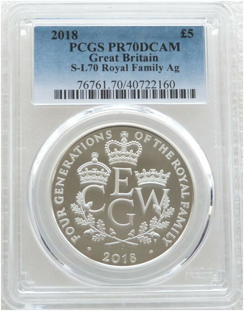 2018 Four Generations of Royalty £5 Silver Proof Coin PCGS PR70 DCAM