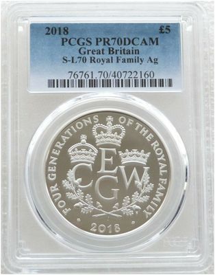 2018 Four Generations of Royalty £5 Silver Proof Coin PCGS PR70 DCAM