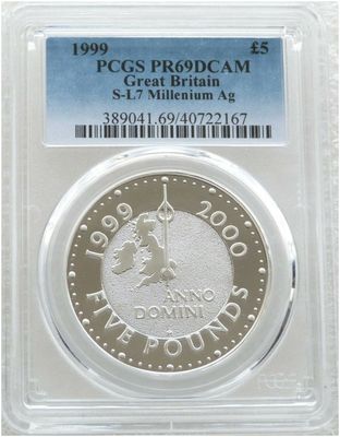 1999 Millennium Anno Domini £5 Silver Proof Coin PCGS PR69 DCAM 1999 Millennium Anno Domini £5 Silver Proof Coin PCGS PR69 DCAM