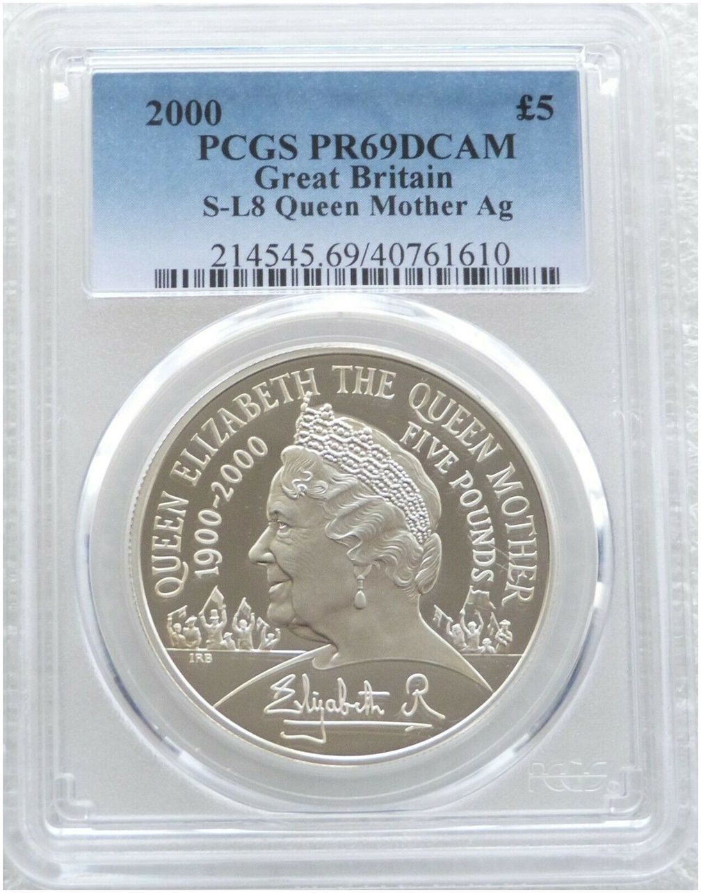 2000 Queen Mother Centenary £5 Silver Proof Coin PCGS PR69 DCAM 2000 Queen Mother Centenary £5 Silver Proof Coin PCGS PR69 DCAM