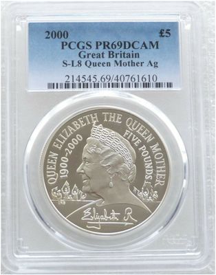 2000 Queen Mother Centenary £5 Silver Proof Coin PCGS PR69 DCAM 2000 Queen Mother Centenary £5 Silver Proof Coin PCGS PR69 DCAM