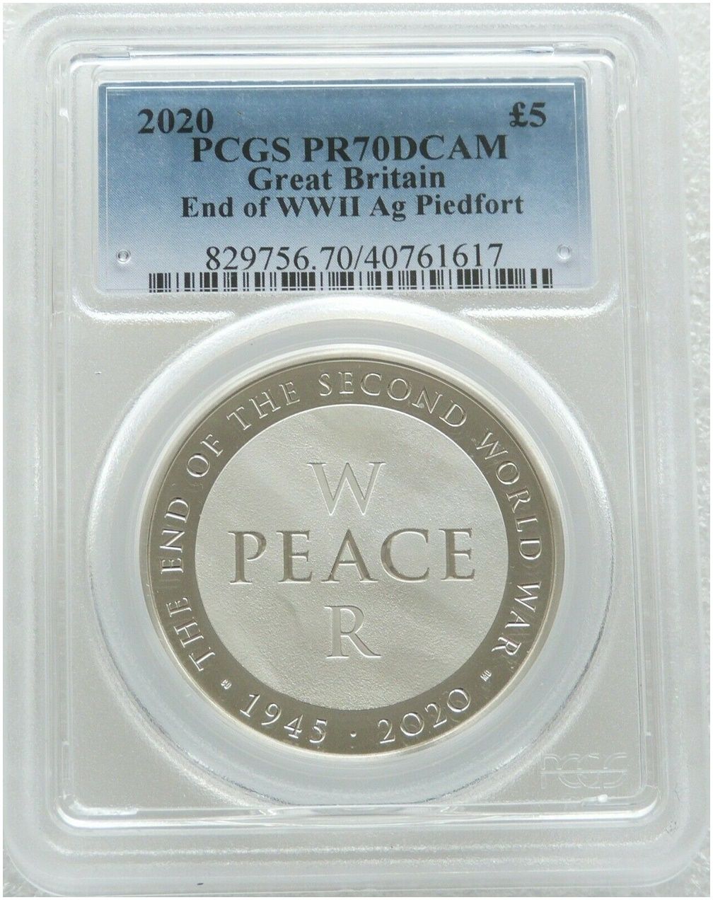2020 End of Second World War Piedfort £5 Silver Proof Coin PCGS PR70 DCAM