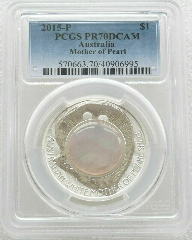 2015 Australia Mother of Pearl $1 Silver Proof 1oz Coin PCGS PR70 DCAM 2015 Australia Mother of Pearl $1 Silver Proof 1oz Coin PCGS PR70 DCAM