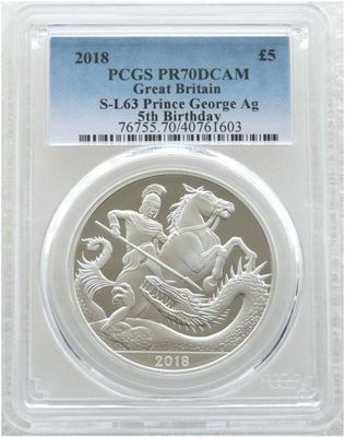 2018 Prince George 5th Birthday £5 Silver Proof Coin PCGS PR70 DCAM