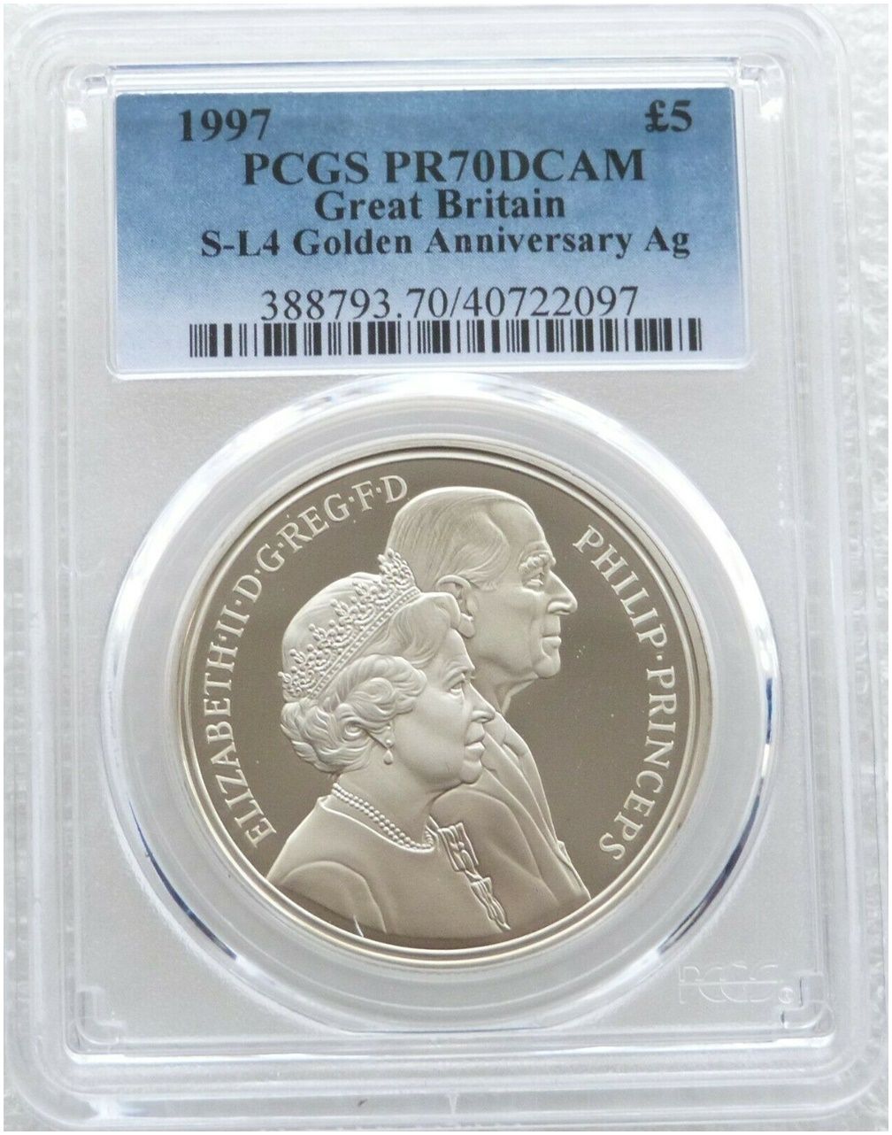 1997 Golden Wedding £5 Silver Proof Coin PCGS PR70 DCAM