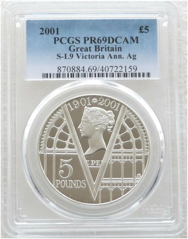2001 Queen Victoria £5 Silver Proof Coin PCGS PR69 DCAM 2001 Queen Victoria £5 Silver Proof Coin PCGS PR69 DCAM