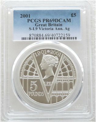 2001 Queen Victoria £5 Silver Proof Coin PCGS PR69 DCAM 2001 Queen Victoria £5 Silver Proof Coin PCGS PR69 DCAM