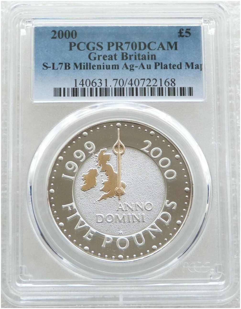 2000 Millennium Anno Domini £5 Silver Gold Proof Coin PCGS PR70 DCAM