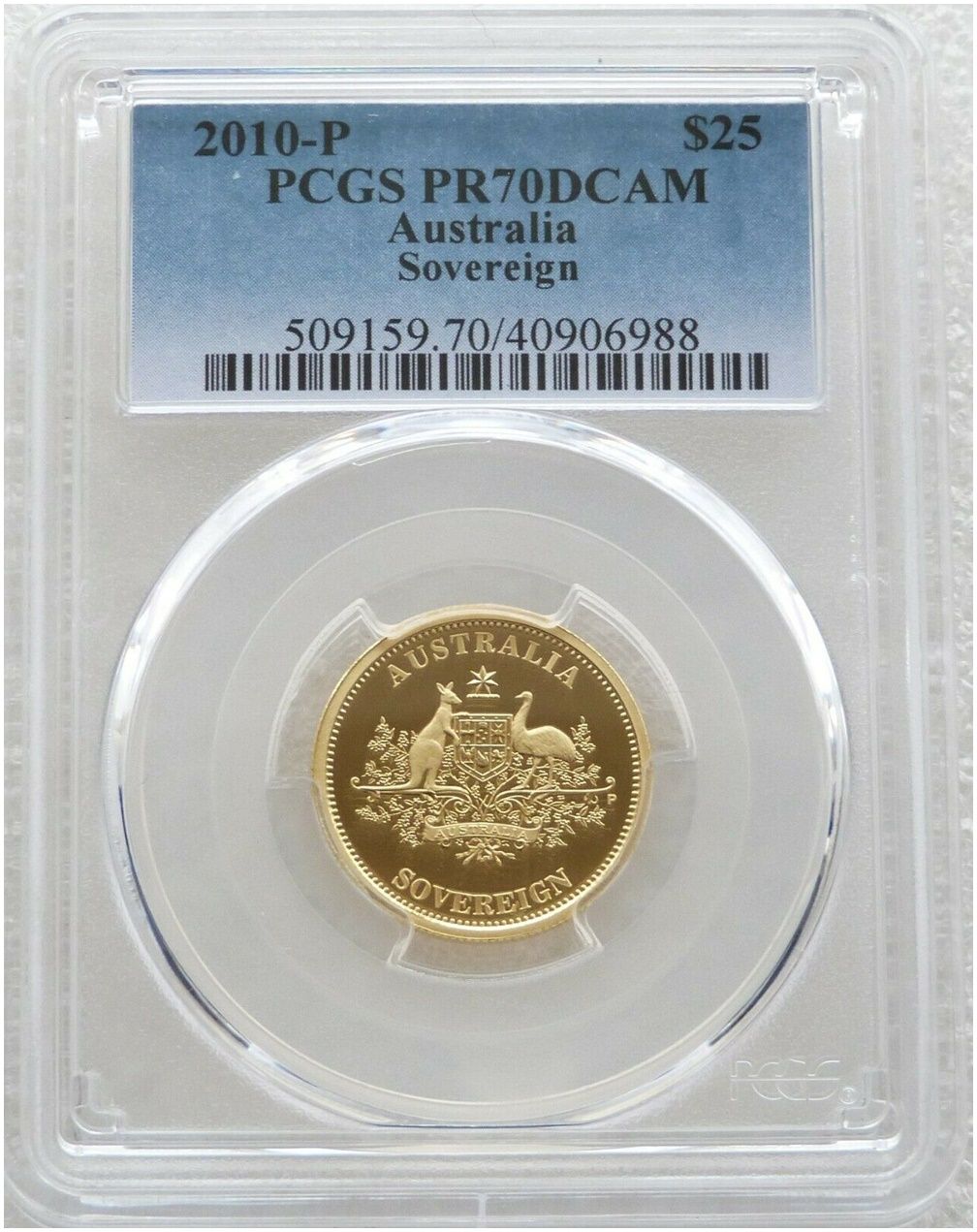 2010-P Australia Perth Mint $25 Full Sovereign Gold Proof Coin PCGS PR70 DCAM 2010-P Australia Perth Mint $25 Full Sovereign Gold Proof Coin PCGS PR70 DCAM