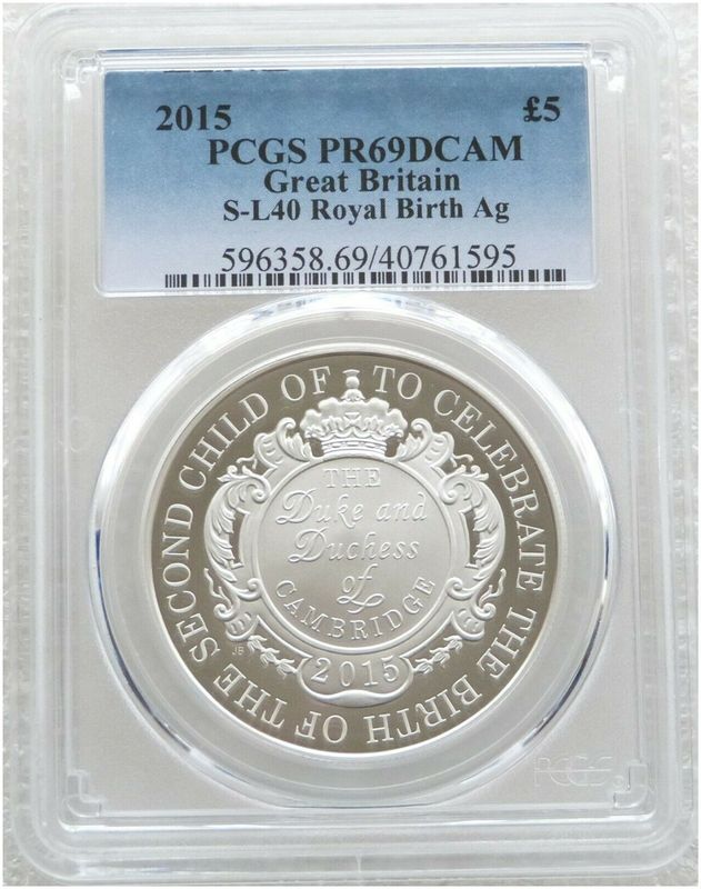 2015 Princess Charlotte Royal Birth £5 Silver Proof Coin PCGS PR69 DCAM 2015 Princess Charlotte Royal Birth £5 Silver Proof Coin PCGS PR69 DCAM