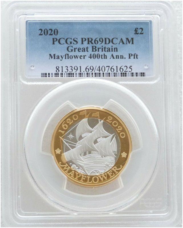 2020 Mayflower Piedfort £2 Silver Proof Coin PCGS PR69 DCAM 2020 Mayflower Piedfort £2 Silver Proof Coin PCGS PR69 DCAM