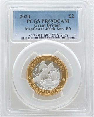 2020 Mayflower Piedfort £2 Silver Proof Coin PCGS PR69 DCAM 2020 Mayflower Piedfort £2 Silver Proof Coin PCGS PR69 DCAM