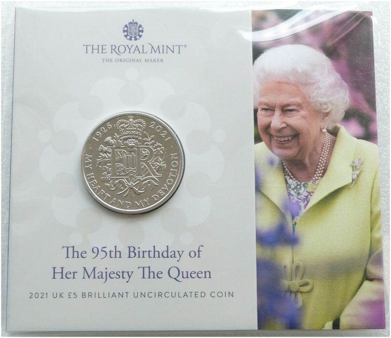 2021 Queen's 95th Birthday £5 Brilliant Uncirculated Coin Pack Sealed