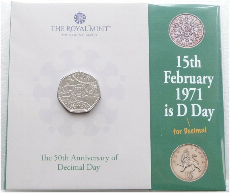 2021 Decimal Day 50p Brilliant Uncirculated Coin Pack Sealed