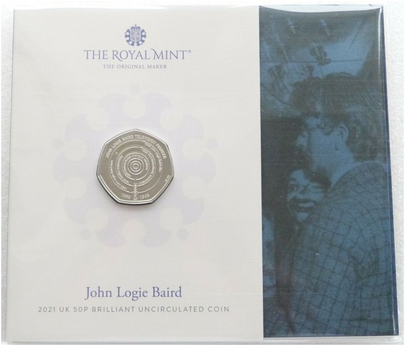 2021 John Logie Baird 50p Brilliant Uncirculated Coin Pack Sealed