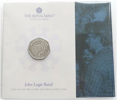 2021 John Logie Baird 50p Brilliant Uncirculated Coin Pack Sealed