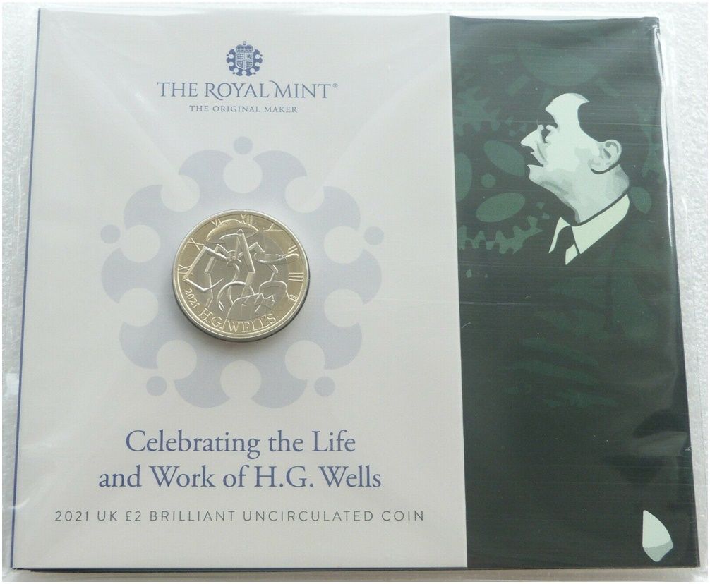 2021 HG Wells War of the Worlds £2 Brilliant Uncirculated Coin Pack Sealed