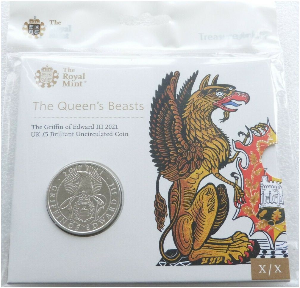 2021 Queen's Beasts Griffin of Edward III £5 Brilliant Uncirculated Coin Pack Sealed