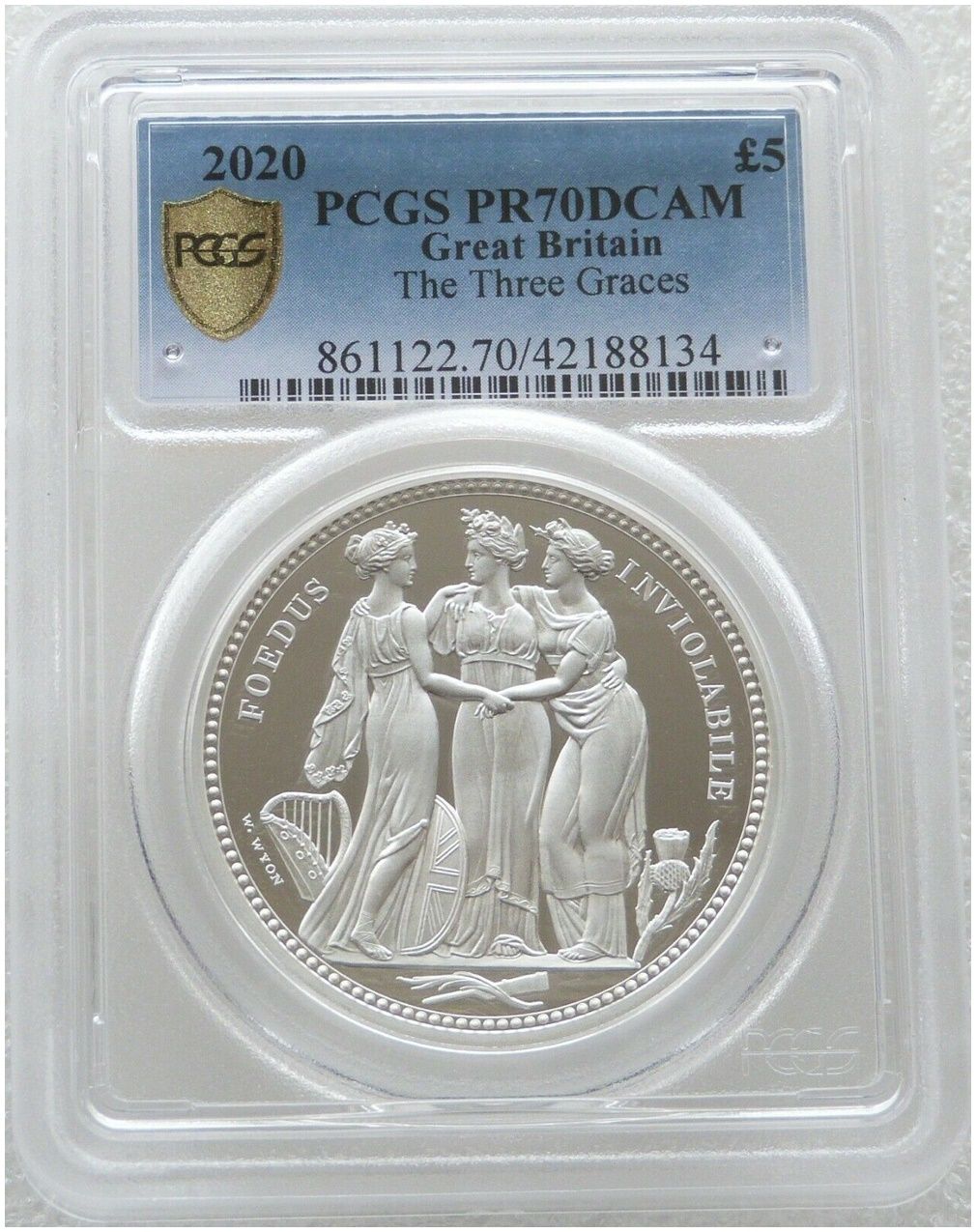 2020 Great Engravers Three Graces £5 Silver Proof 2oz Coin PCGS PR70 DCAM 2020 Great Engravers Three Graces £5 Silver Proof 2oz Coin PCGS PR70 DCAM