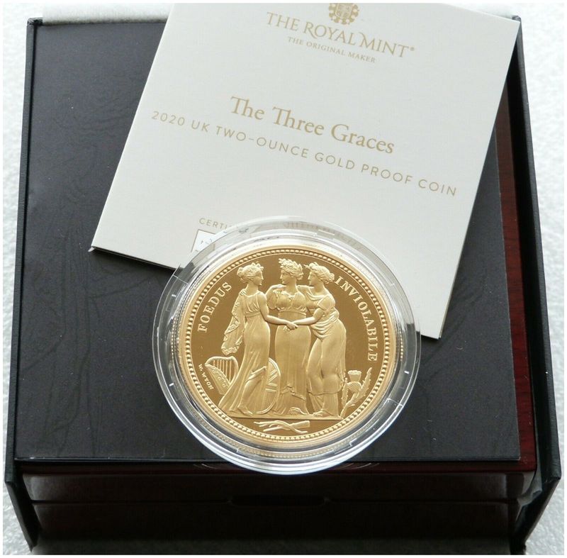 2020 Great Engravers Three Graces £200 Gold Proof 2oz Coin Box Coa 2020 Great Engravers Three Graces £200 Gold Proof 2oz Coin Box Coa