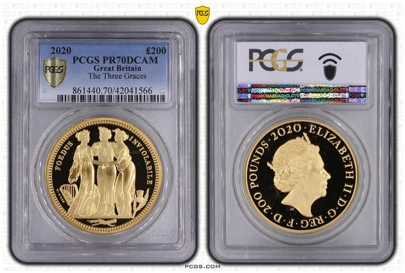 2020 Great Engravers Three Graces £200 Gold Proof 2oz Coin PCGS PR70 DCAM 2020 Great Engravers Three Graces £200 Gold Proof 2oz Coin PCGS PR70 DCAM