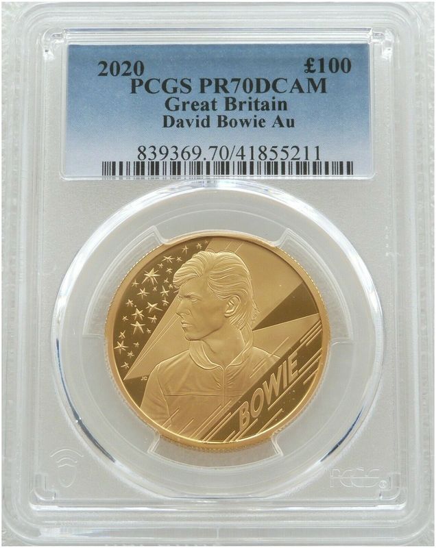 2020 Music Legends David Bowie £100 Gold Proof 1oz Coin PCGS PR70 DCAM
