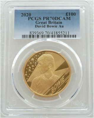 2020 Music Legends David Bowie £100 Gold Proof 1oz Coin PCGS PR70 DCAM