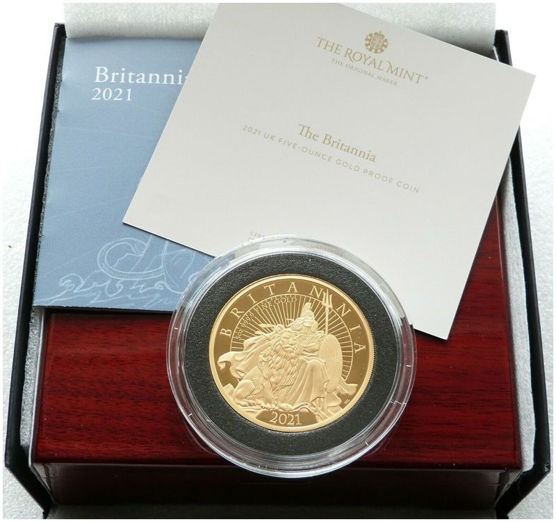 2021 Britannia £500 Gold Proof 5oz Coin Box Coa - Mintage 80 2021 Britannia £500 Gold Proof 5oz Coin Box Coa - Mintage 80