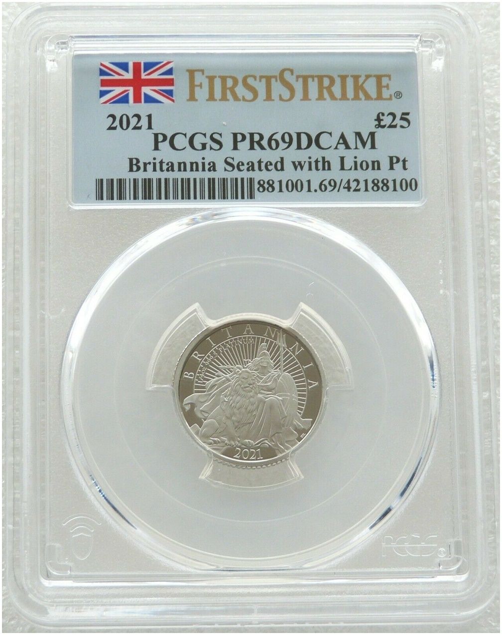 2021 Britannia £25 Platinum Proof 1/4oz Coin PCGS PR69 DCAM First Strike - Mintage 149