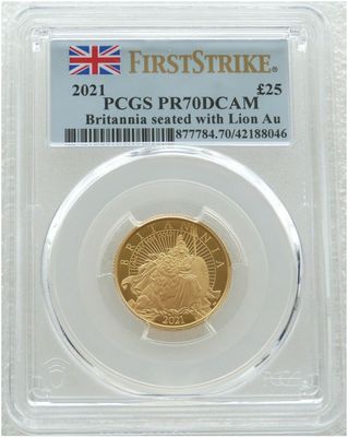 2021 Britannia £25 Gold Proof 1/4oz Coin PCGS PR70 DCAM First Strike 2021 Britannia £25 Gold Proof 1/4oz Coin PCGS PR70 DCAM First Strike
