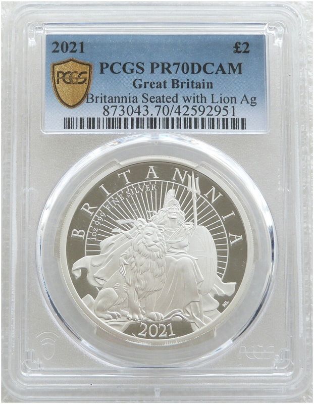 2021 Britannia £2 Silver Proof 1oz Coin PCGS PR70 DCAM 2021 Britannia £2 Silver Proof 1oz Coin PCGS PR70 DCAM