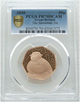 2020 The Snowman 50p Gold Proof Coin PCGS PR70 DCAM 2020 The Snowman 50p Gold Proof Coin PCGS PR70 DCAM