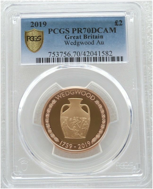 2019 Formation of Wedgwood £2 Gold Proof Coin PCGS PR70 DCAM 2019 Formation of Wedgwood £2 Gold Proof Coin PCGS PR70 DCAM