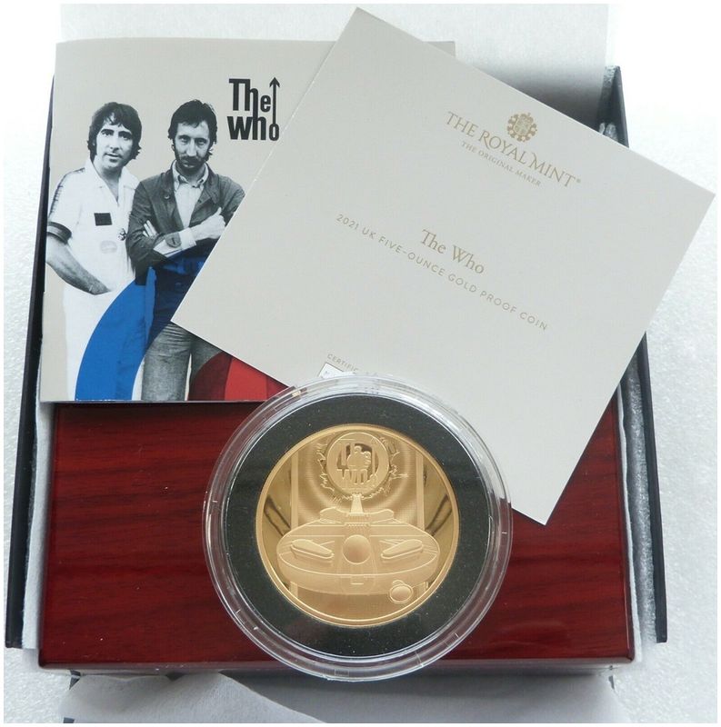 2021 Music Legends The Who £500 Gold Proof 5oz Coin Box Coa - Mintage 46 2021 Music Legends The Who £500 Gold Proof 5oz Coin Box Coa - Mintage 46