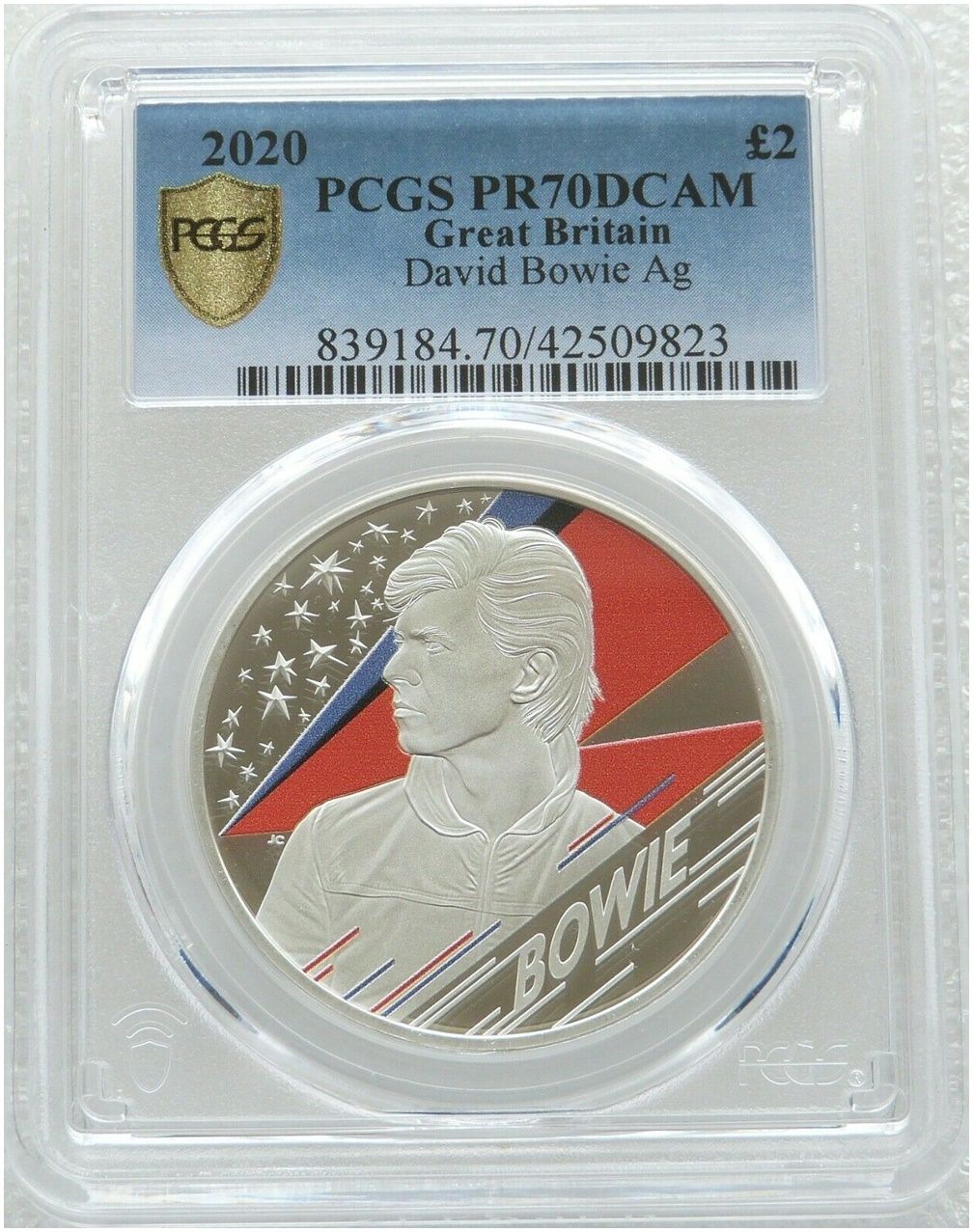 2020 Music Legends David Bowie £2 Silver Proof 1oz Coin PCGS PR70 DCAM 2020 Music Legends David Bowie £2 Silver Proof 1oz Coin PCGS PR70 DCAM