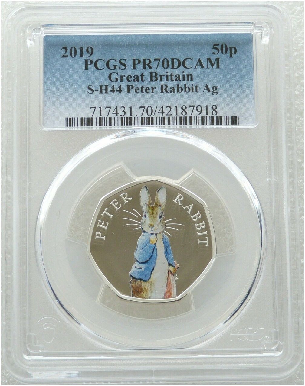 2019 Peter Rabbit 50p Silver Proof Coin PCGS PR70 DCAM