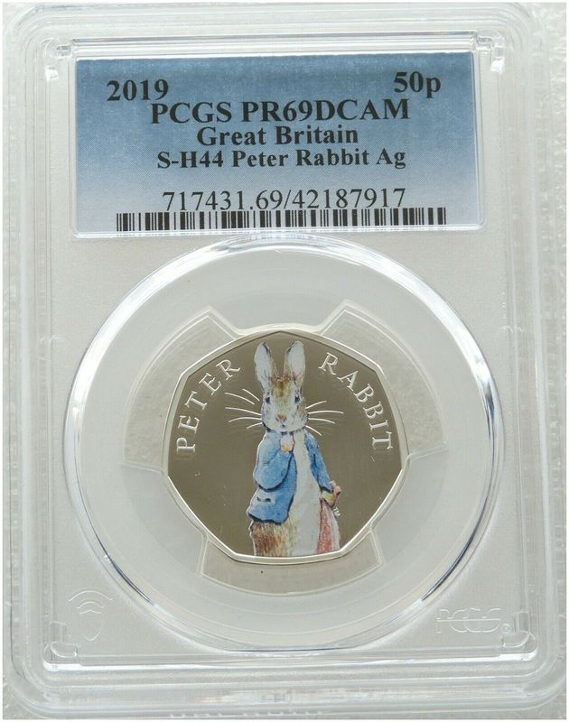 2019 Peter Rabbit 50p Silver Proof Coin PCGS PR69 DCAM 2019 Peter Rabbit 50p Silver Proof Coin PCGS PR69 DCAM