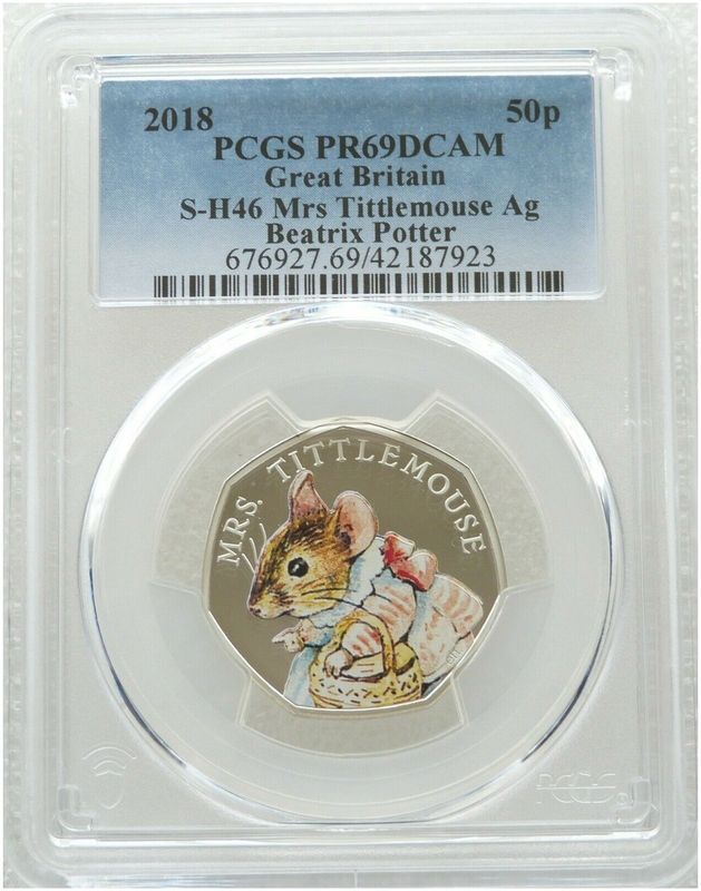 2018 Mrs Tittlemouse 50p Silver Proof Coin PCGS PR69 DCAM