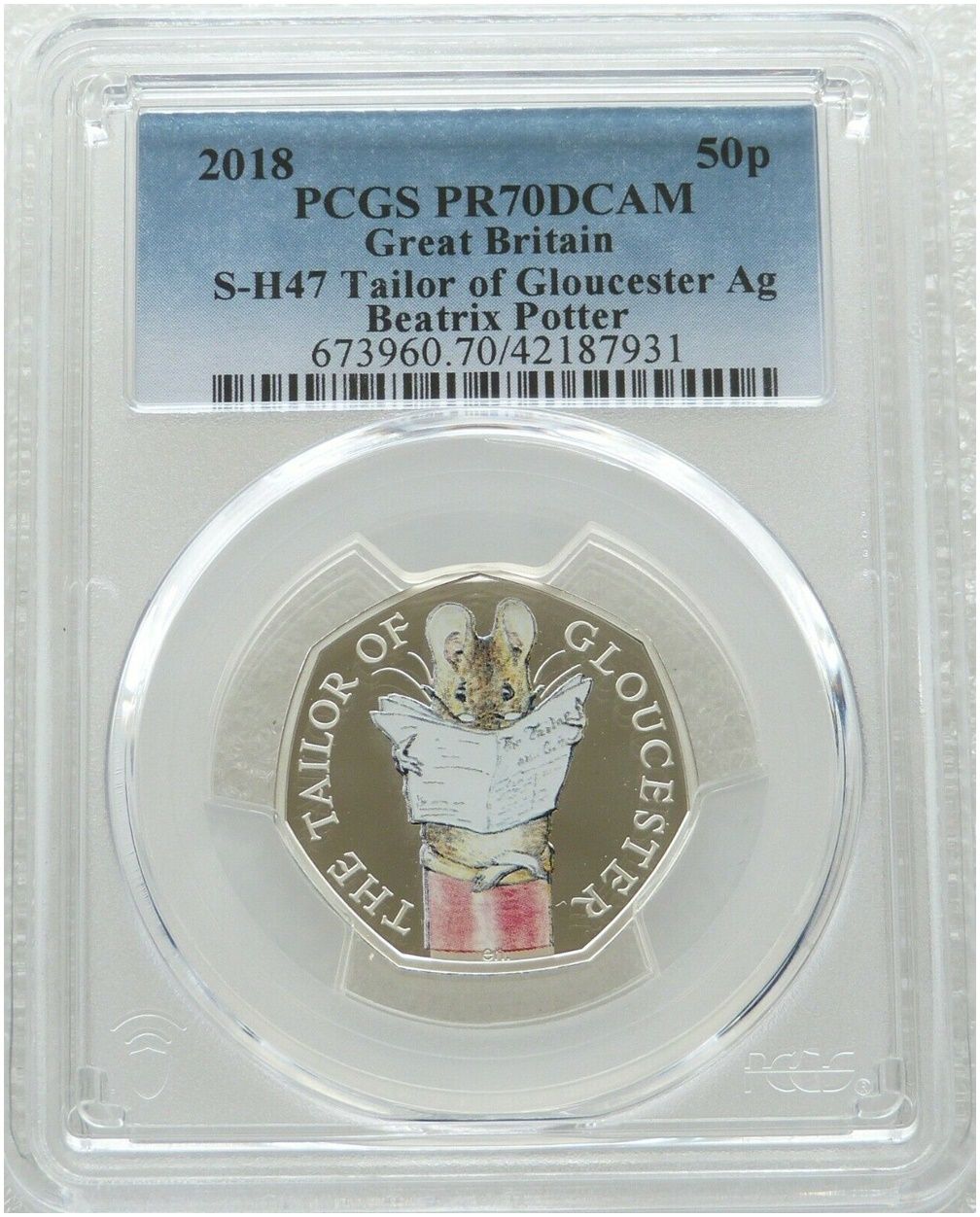 2018 Tailor of Gloucester 50p Silver Proof Coin PCGS PR70 DCAM