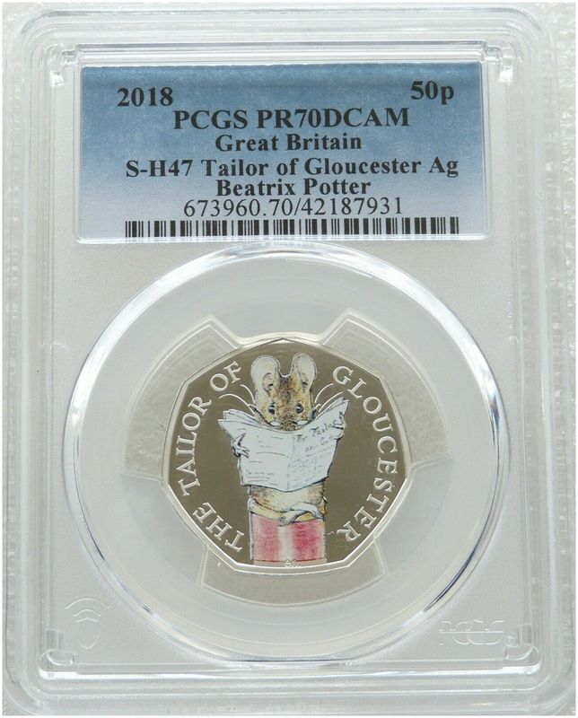 2018 Tailor of Gloucester 50p Silver Proof Coin PCGS PR70 DCAM