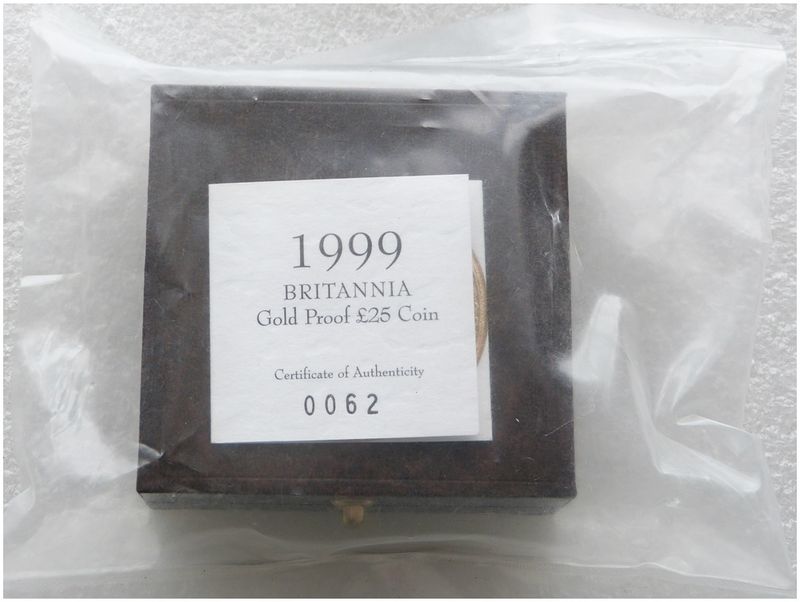 1999 Britannia £25 Gold Proof 1/4oz Coin Box Coa Sealed